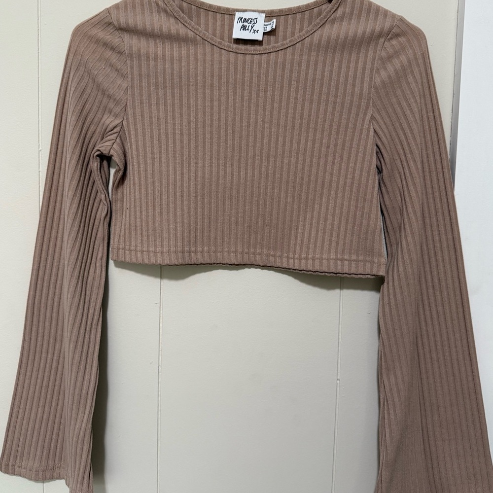 Princess Polly Ribbed Crop Top - Tan